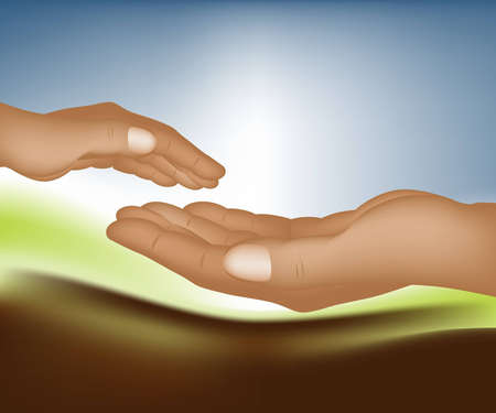 Father's and baby's hands, Baby and father relationships .のイラスト素材