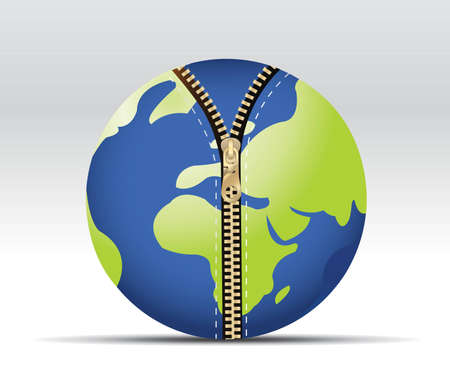 Abstract and Business Background with globe map and wavy lines.のイラスト素材