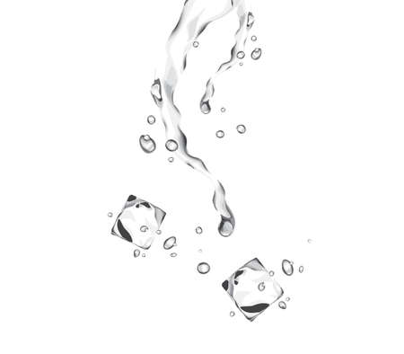 Illustration of ice cubes dropping in water .のイラスト素材