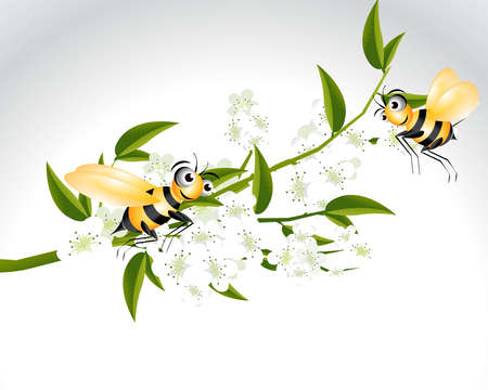 Happy Bee Character, cartoon Illustration.のイラスト素材