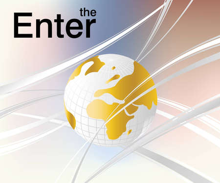 Abstract and Business Background with globe map and wavy lines.のイラスト素材