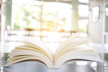 book is open. Put on the table in the library, study ideas and hobbies.の写真素材