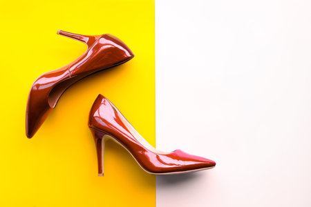 High Heels modern stylish  shoes fashion Accessories women's Luxury dresses.on isolated  colorful backgroundの写真素材