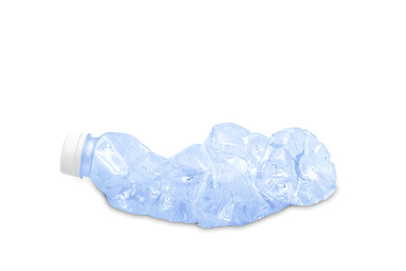 Blue plastic bottle on the White Blackground Concept of not using plastic.Recycling conceptの写真素材