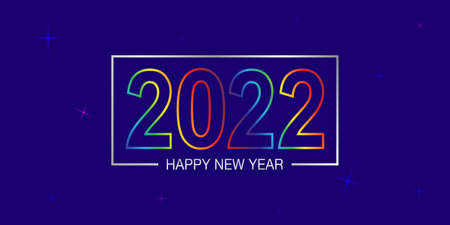 Happy New Year 2022 text design. Background illustration.