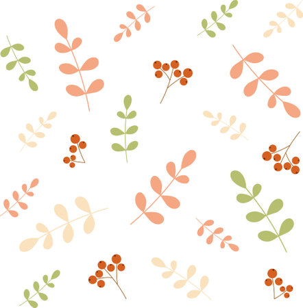 Seamless pattern for background with leaves and berries.のイラスト素材