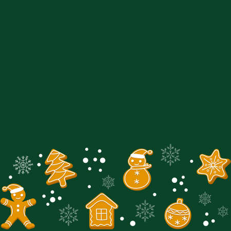 Gingerbread border seamless pattern. Winter seamless patterns with gingerbread cookies. Cute Christmas background.のイラスト素材