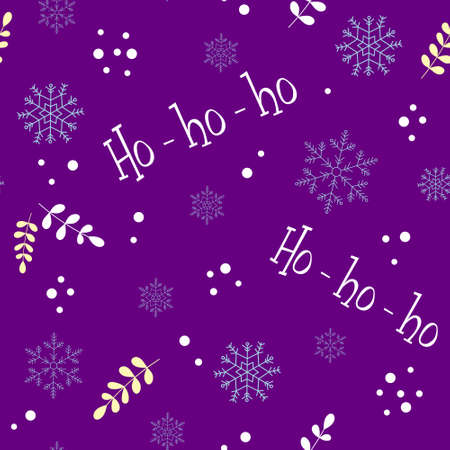 Christmas seamless pattern with snowflakes and lettering Ho-ho-ho.のイラスト素材