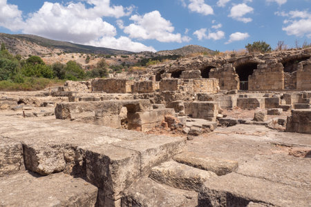 Beautiful stone desert mountain landscape of Israel. Ruins of the old ancient city. High quality...