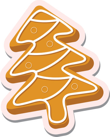Cute cartoon Christmas ginger bread treeのイラスト素材