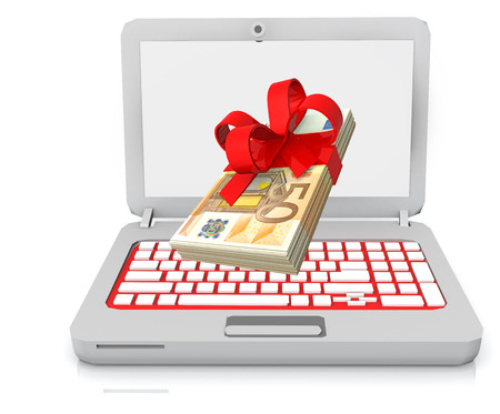 computer gift money, euroの写真素材