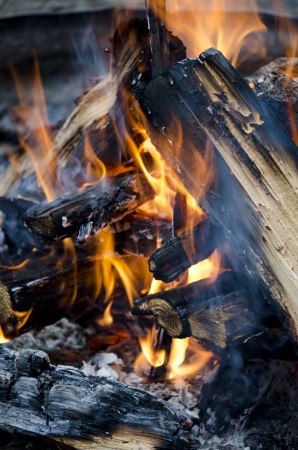 camp fire logs - camping - abstractの写真素材