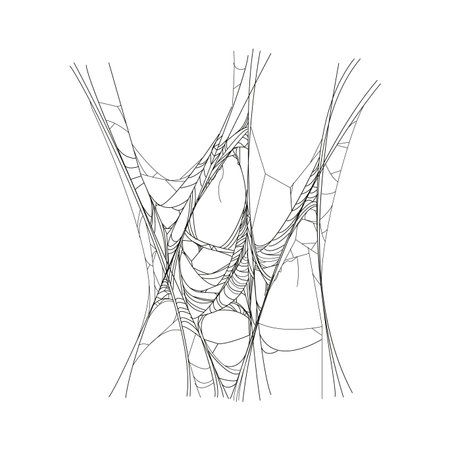 Halloween cartoon creepy cobweb or spiderweb net. Autumn scary cobweb decoration, Halloween holiday spooky spiderweb vector thread. Horror party tangled spider web net or decor elementのイラスト素材
