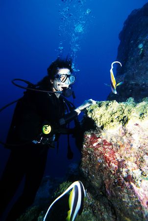 Adventure Diving on a Coral Reef, Indian Ocean