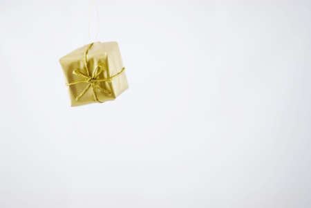 Modern, bright and shiny Christmas decorations on white backgroundの写真素材