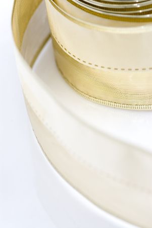 Modern, bright and shiny Christmas decorations on white backgroundの写真素材