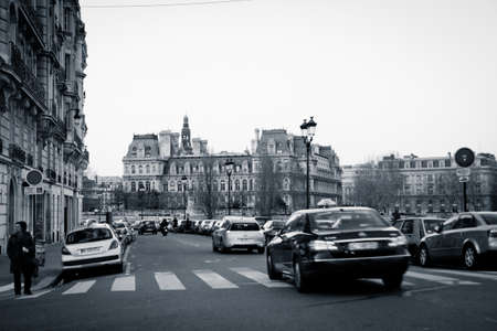 Street in Paris, black and whiteのeditorial素材