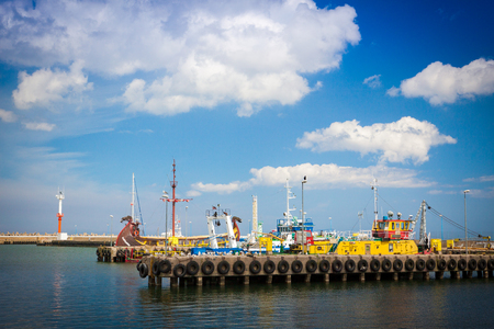 Port in Polish seaside town Wladyslawowoの写真素材