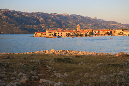 Sunset over Vinyerac town, Croatiaの写真素材