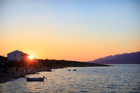 Sunset over Vinyerac town, Croatia