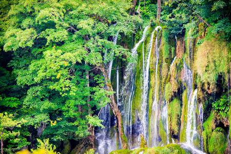 Waterfall in Plitvice lakes parkの写真素材