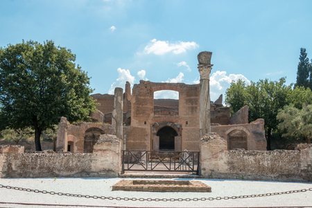 Hadrian's Villa, the Roman Emperor's 'Villa', erected in 118 and 138 AD on 150 acres. It was built by Rome's greatest builder, who was inspired by the Greeks and artists of all kind. Publius Aelius Hadrianus built "Villa of Hadrian" Tivoli, outside of Romの写真素材