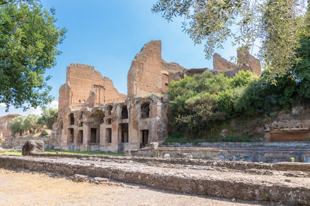 Hadrian's Villa, the Roman Emperor's 'Villa', erected in 118 and 138 AD on 150 acres. It was built by Rome's greatest builder, who was inspired by the Greeks and artists of all kind. Publius Aelius Hadrianus built "Villa of Hadrian" Tivoli, outside of Romの写真素材
