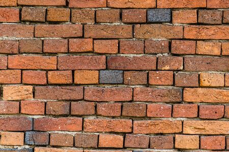 Detail of a traditional wall of a house   in Transylvania, made with clay bricks.   Brick texture.