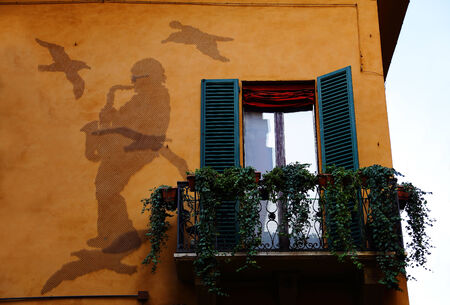Saxophone player in Bolognaの写真素材