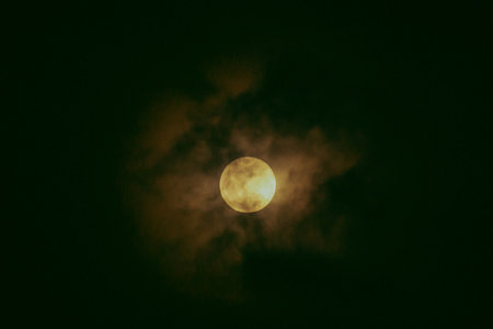 The full moon in the night sky. The full moon in the night sky.の写真素材