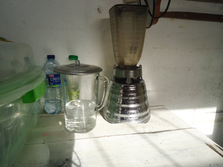 Coffee maker and water in the kitchen, closeup of photoの写真素材