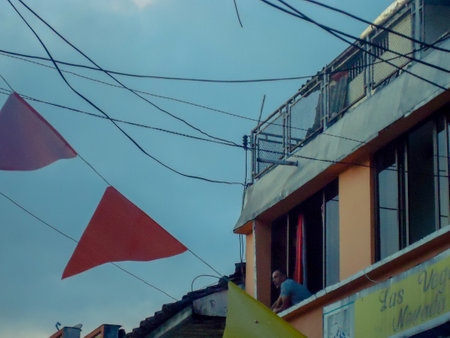 View of unknown Nepali people walking between Durbar square and Thamel district in Kathmandu in the afternoonの写真素材