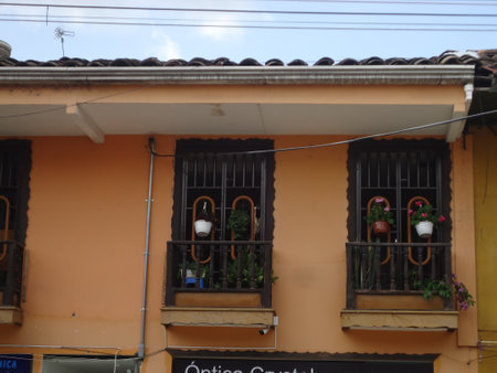 View of the street in Cartagena, Colombia.の写真素材
