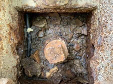 An Urban Watterpipe Fractured Closeupの写真素材