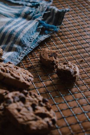 Homemade cookies fresh from the oven. View of fresh and handmade cookies.の写真素材