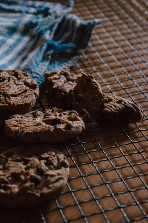 Homemade cookies fresh from the oven. View of fresh and handmade cookies.の写真素材