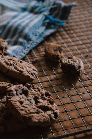 Homemade cookies fresh from the oven. View of fresh and handmade cookies.の写真素材