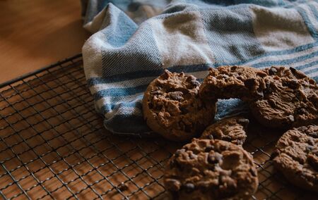 Homemade cookies fresh from the oven. View of fresh and handmade cookies.の写真素材