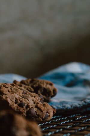 Homemade cookies fresh from the oven. View of fresh and handmade cookies.の写真素材