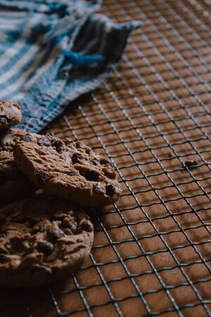 Homemade cookies fresh from the oven. View of fresh and handmade cookies.の写真素材