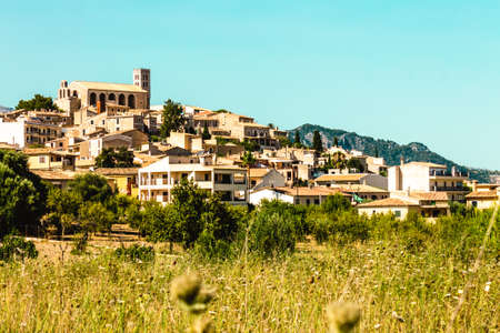View of mountain village in Majorca, Selva.の写真素材