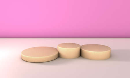 Stone podium in pink background. 3d Illustration