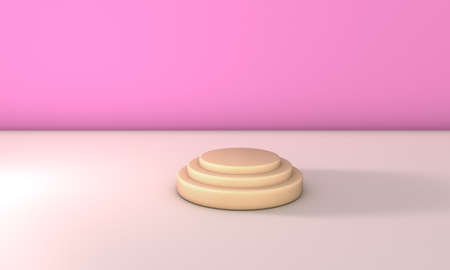 Stone podium in pink background. 3d Illustrationの写真素材