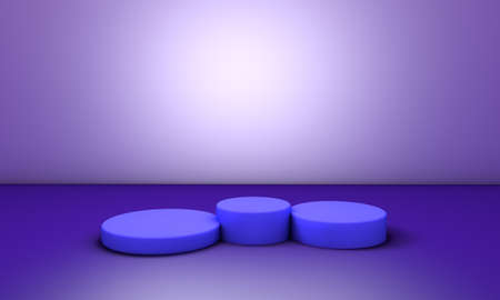 Blue podium in blue background. 3d Illustration.の写真素材