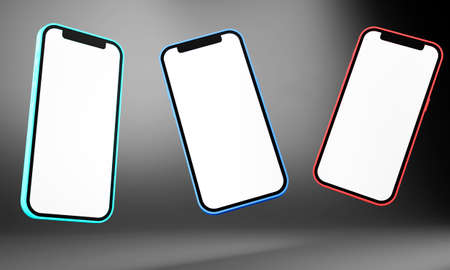 Realistic mobile phone smartphone mockup isolated on white background.