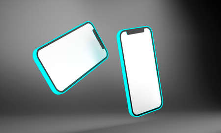 Realistic mobile phone smartphone mockup isolated on white background.の写真素材