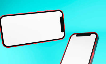 Realistic mobile phone smartphone mockup isolated on white background.の写真素材