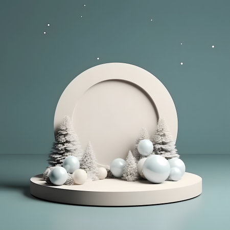 product podium stand with christmas theme background. AI Generatedの素材