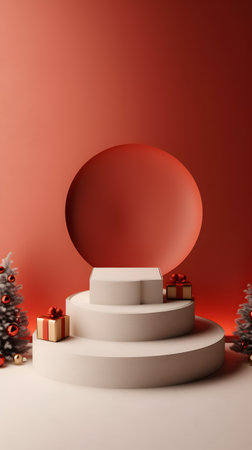 product podium stand with christmas theme background. AI Generatedの素材