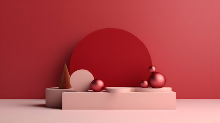 product podium stand with christmas theme background. AI Generatedの素材